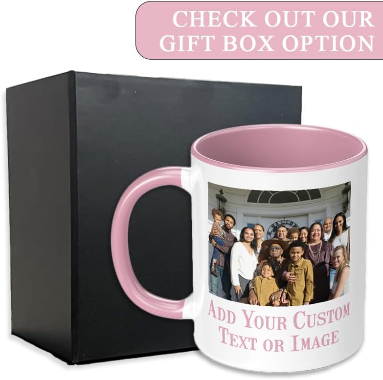 Personalized Mother's Day Coffee Mug, Custom Mum Photo Text 11 Oz Ceramic Mug, Customized Mom Gift Idea Picture Name Cup, Taza Cafe Personalizadas Fotos, Cute Gifts Mom Women Dad Men, Pink