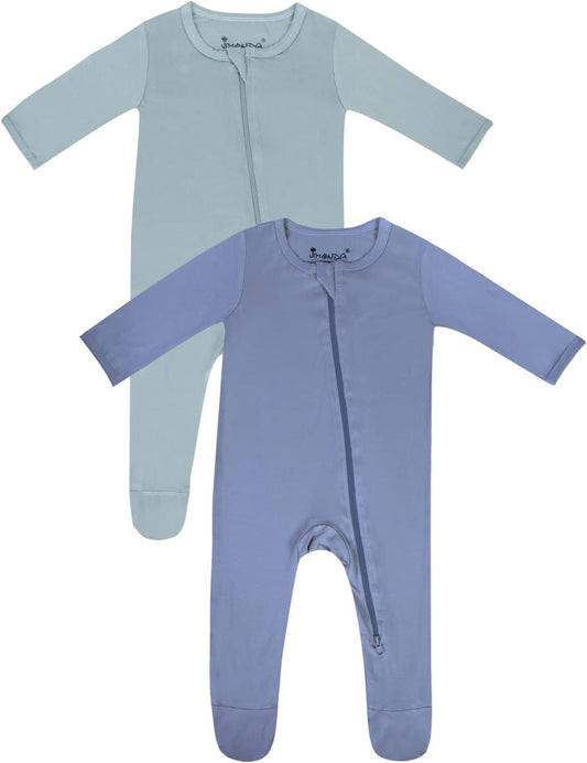 Jimonda Bamboo Baby Pajamas,Unisex Boys Girls One-Piece Footies,Long Sleeve Sleepers 2-Way Zip closure Romper