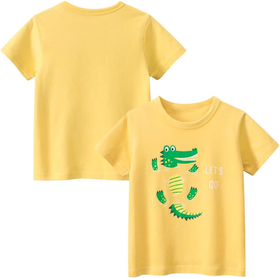 Boys' 4-Pack Excavator Short Sleeve Crewneck T-Shirts Top Tee Size 2-7 Years Toddler Boys' Value Pack Cotton T-Shirt