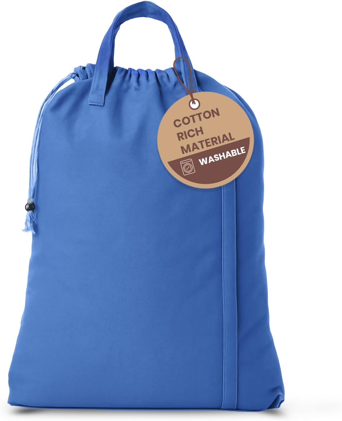 LFH Home Cotton Canvas Large Laundry Bag with Handle, Heavy Duty Drawstring Closure Washable Laundry Bags, School Travel, Home, Hotel, College Dorm, Organizer Sack, Toys Clothes 24x36-Sky Blue