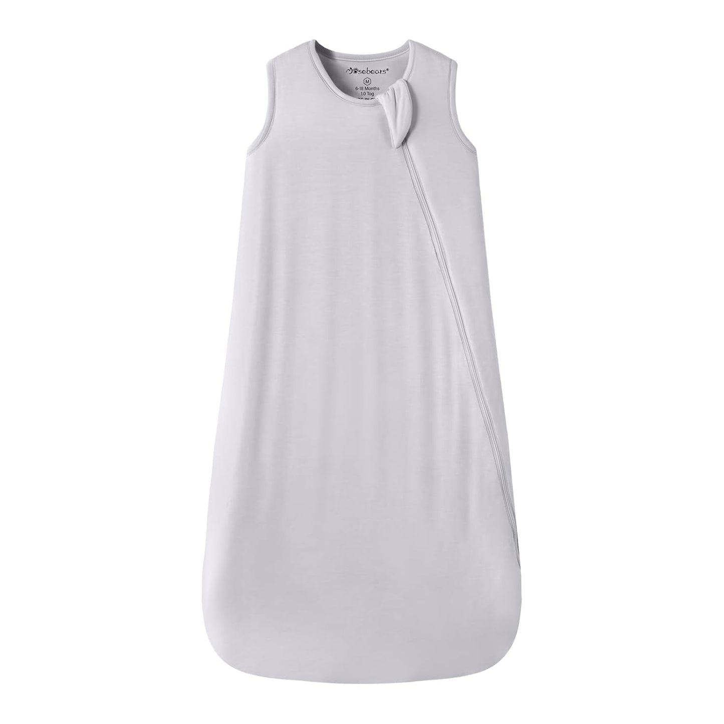 Mosebears Unisex Baby Sleep Sack 1.0 TOG, Supersoft Rayon Made from Bamboo Wearable Blanket with 2-Way Zipper (Light Grey,18-36 Months)