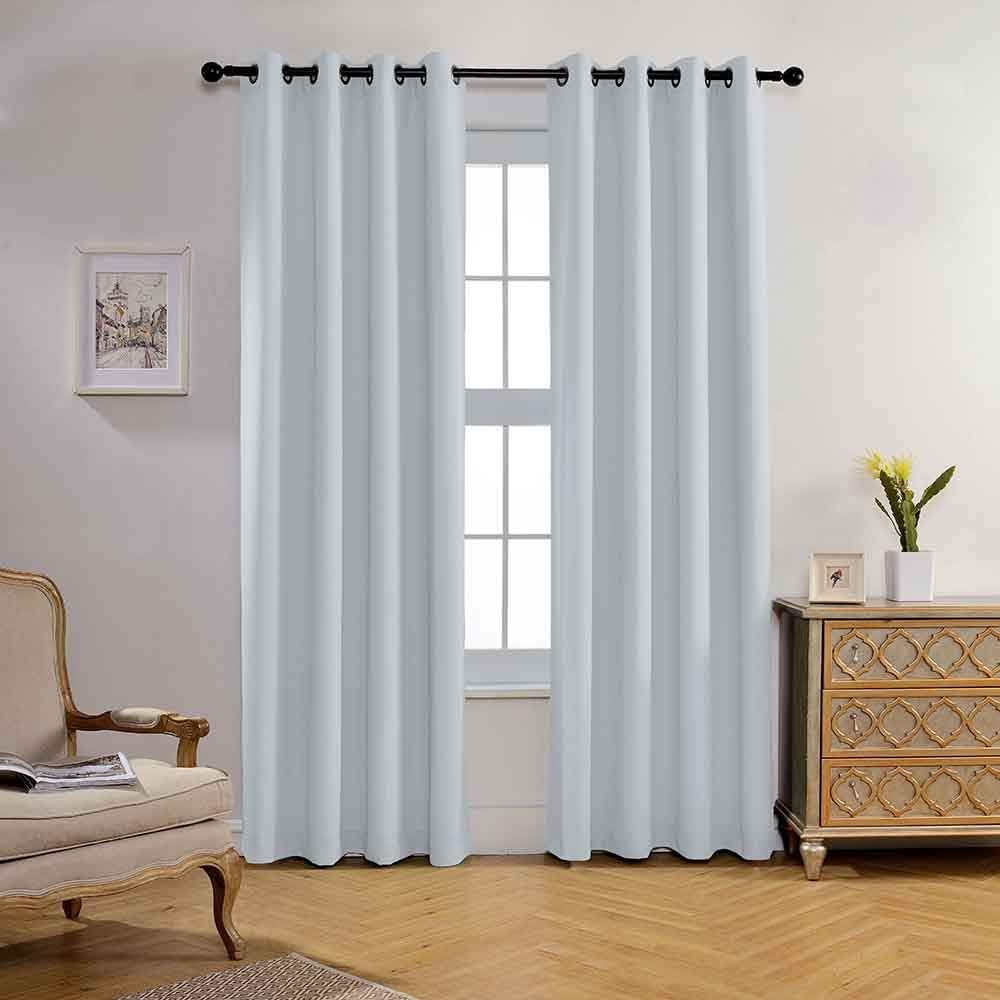 MIUCO Blackout Curtains Room Darkening Curtains Textured Grommet Window Curtains for Living Room 2 Panels 52x84 Inch Long Greyish White