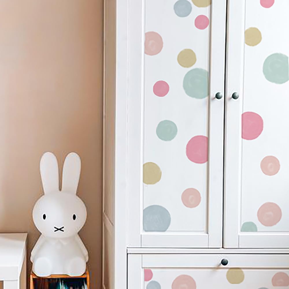Colorful Polka Dot Wall Decals 72 PCS, Watercolor Dots Wall Sticker for Girls Bedroom Removable Wall Decals Nursery Kids Room Decor (12 Sheets)