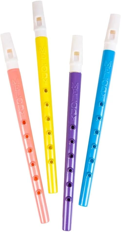 Assorted Colors Plastic Flutes (11") 6 Holes. Musical Wind Recorders Sound Instrument for Kids Toy for Music Party Favors Supplies (Twelve Flutes)