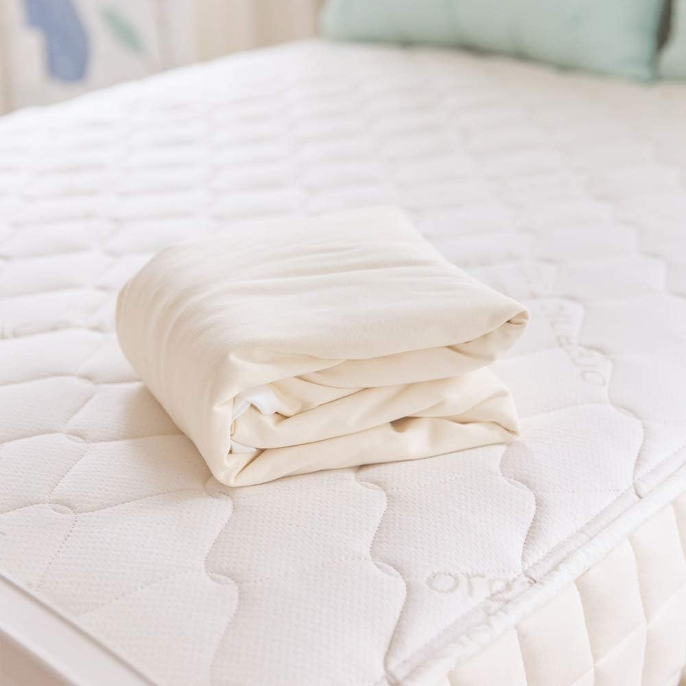 Naturepedic Organic Waterproof Mattress Protector Pad - Washable & Reusable Fitted Stretch Knit Mattress Cover - Highly Absorbent Bed Incontinence Pads - Breathable Cotton Protector for Full, 9"-16"