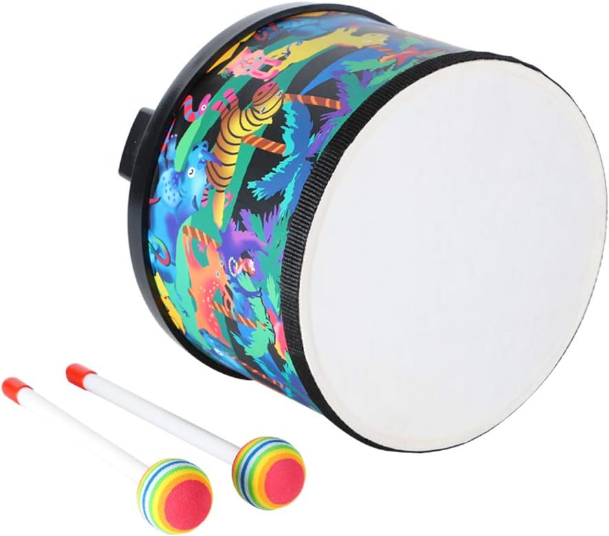 Floor Tom Drum for Kids 8 inch Percussion Instrument Music Drum with 2 Mallets for Baby Children Special Christmas Birthday Gift, Black