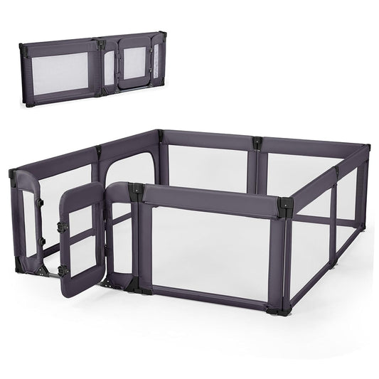 Baby Playpen,Large Play Pen for Babies and Toddlers with Door 79x71 Inch, Adjustable Playpen Non-Slip Suction Cups Base Safe and Sturdy, Indoor Outdoor Playard,Black