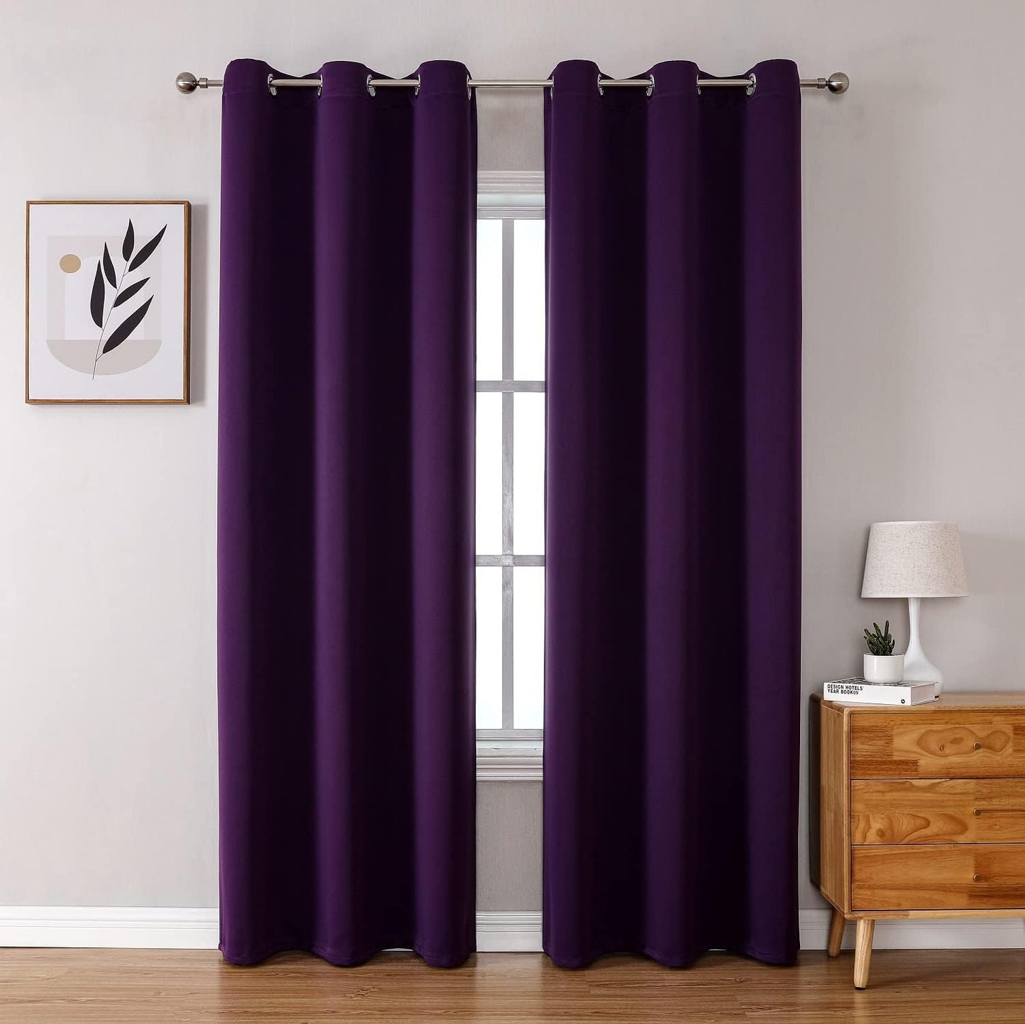 ChrisDowa Grommet Blackout Curtains for Bedroom and Living Room - 2 Panels Set Thermal Insulated Room Darkening Curtains (Royal Purple, 42W x 84L)