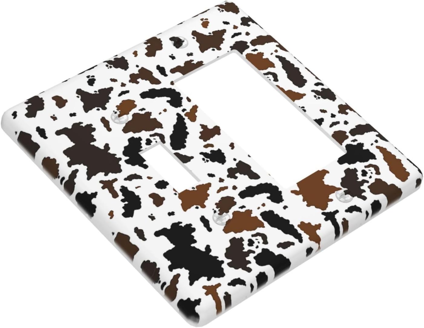 Outlet Covers Rustic Cowhide Highland Cow Milk Cow 1 Toggle 1 Rocker Combination Decorative Wall Plate Electrical Switch Plates Light Switch Cover Plate For Farmhouse Home Decor