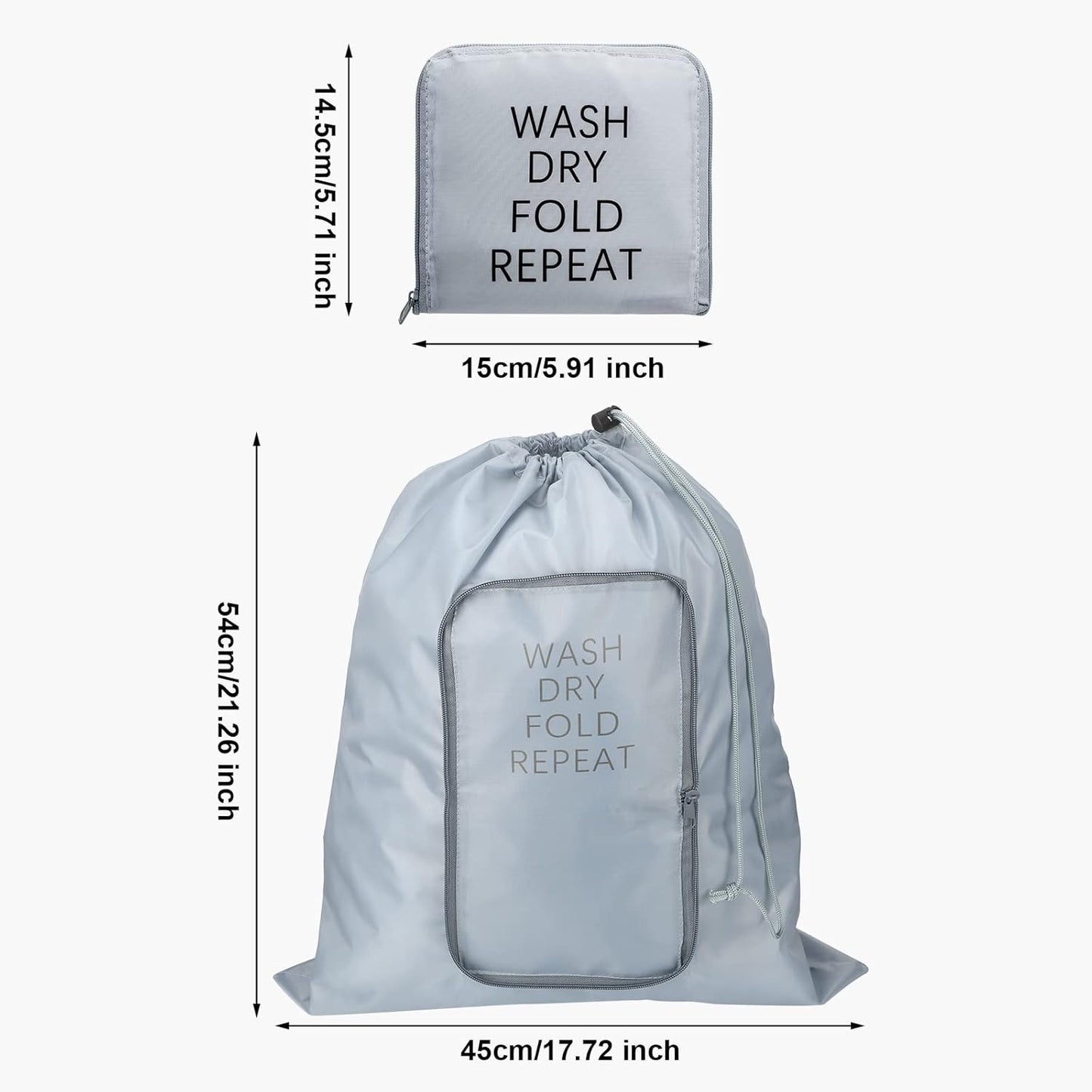 Boao 2 Pcs Travel Laundry Bag Washable Dirty Clothes Bag with Drawstring and Zipper for Suitcase, 22 x 18 Inch (Pink, Gray,Classic)