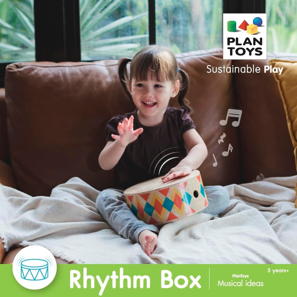 PlanToys® Wooden Rhythm Box Drum Musical Toy for Kids | Montessori Musical Instrument for Toddlers & Children | Eco-Friendly Wooden Percussion Toy