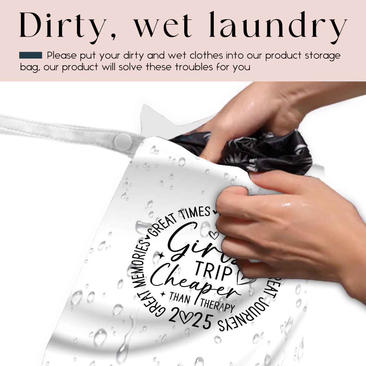 Girls Trip Gifts Wet Dry Bag, Beach Bag Wet Bag Favors, for Swimsuit Toiletry Travel Essentials For Women Aloha Bags, Beach Travel Gym Laundry bags for Dirty Diaper Swimsuit Gifts (White)