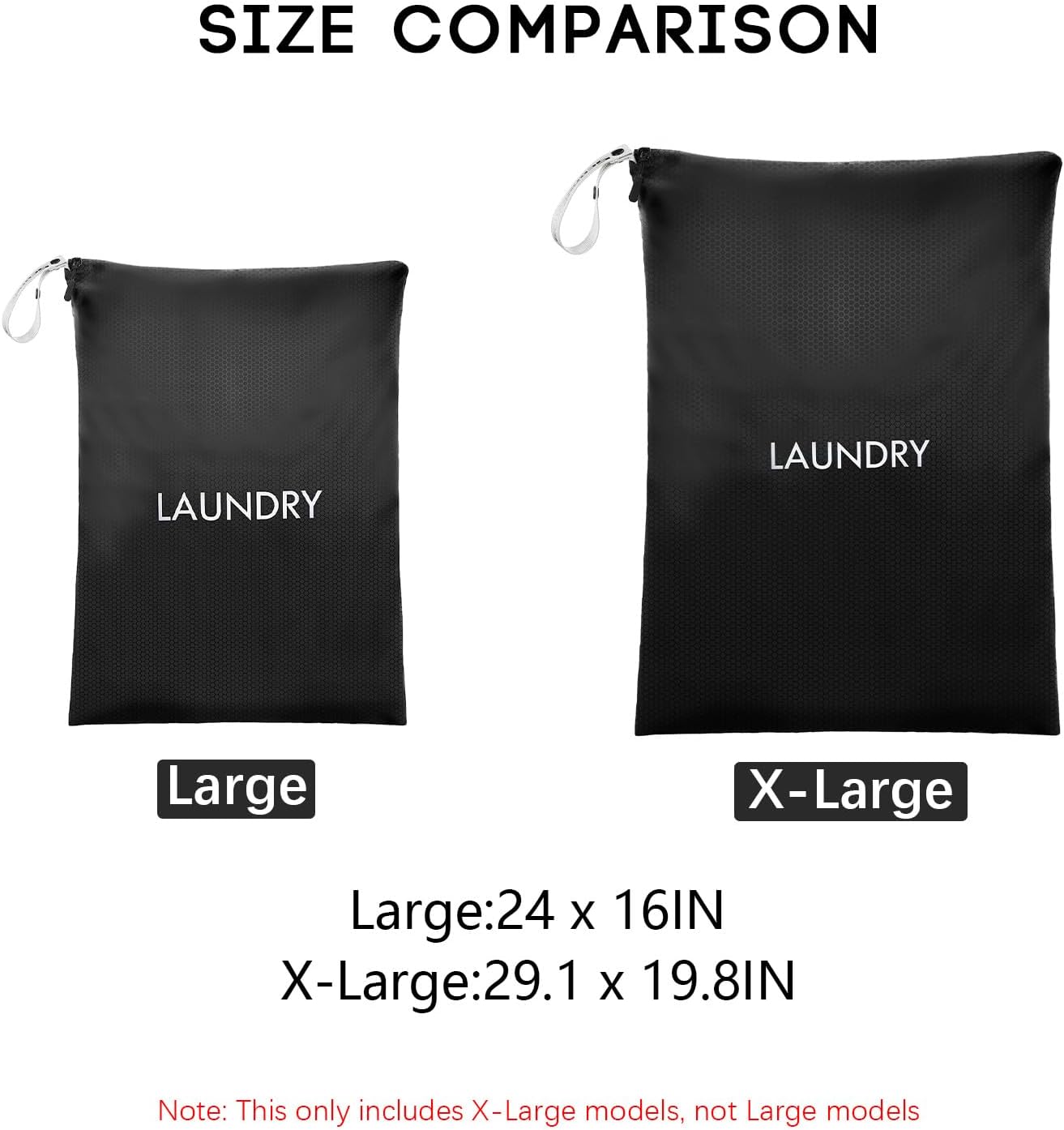 Travel Laundry Bag, Washable Dirty Clothes Travel Bag Waterproof Wet Dry Bags Reusable Camp Clothes Organizer for Sports Home College Dorm Laundromat (1 Pcs X-Large) Black