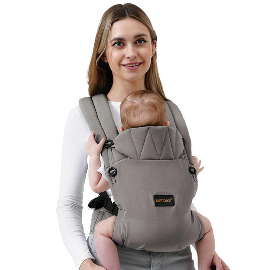 Baby Carrier Newborn to Toddler 7-45 lbs with Natural Material, Ergonomic Design,Versatile and Adjustable,Hands Free for Moms&Dads,Gray