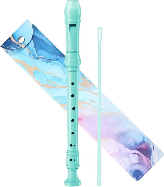 Soprano Recorder for Kids Beginners, German Fingering, C Key, 3 Piece with Cleaning Rod, Bag, Fingering Chart (Lake Green)…