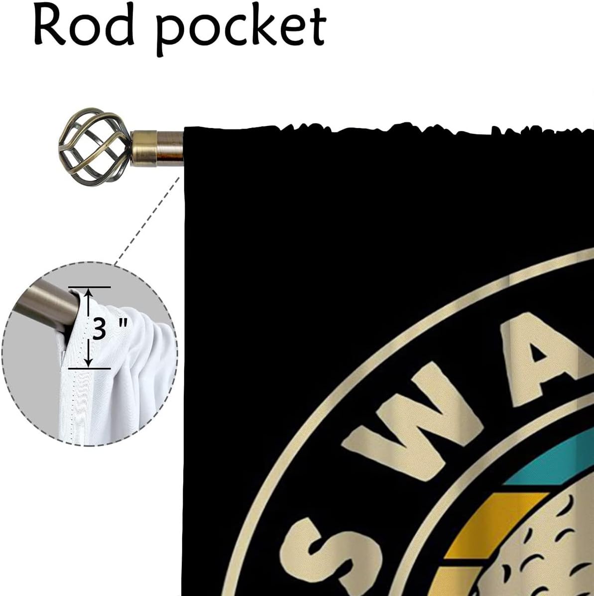 Golf Blackout Curtains for Boy Girl Room Darkening Decor,Sport Theme and White Motto Dark Background Bedroom Living Room Home Rod Pocket Thermal Insulated Window Curtain/Drapes Panel,55x63 Inch…