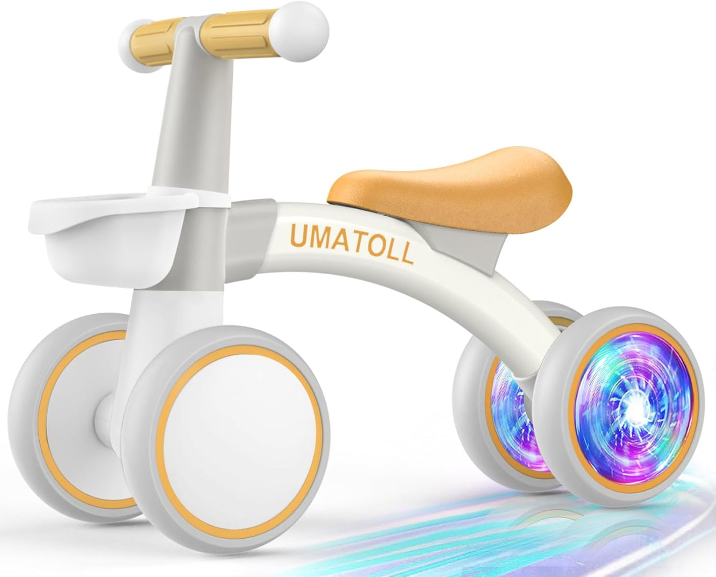 Umatoll Colorful Lighting Baby Balance Bike Toys for 1 Year Old Boys Gifts, Adjustable Seat Baby Walker, One Year Old Boy Birthday Gifts, 12-24 Months Toddler First Ride on Toys