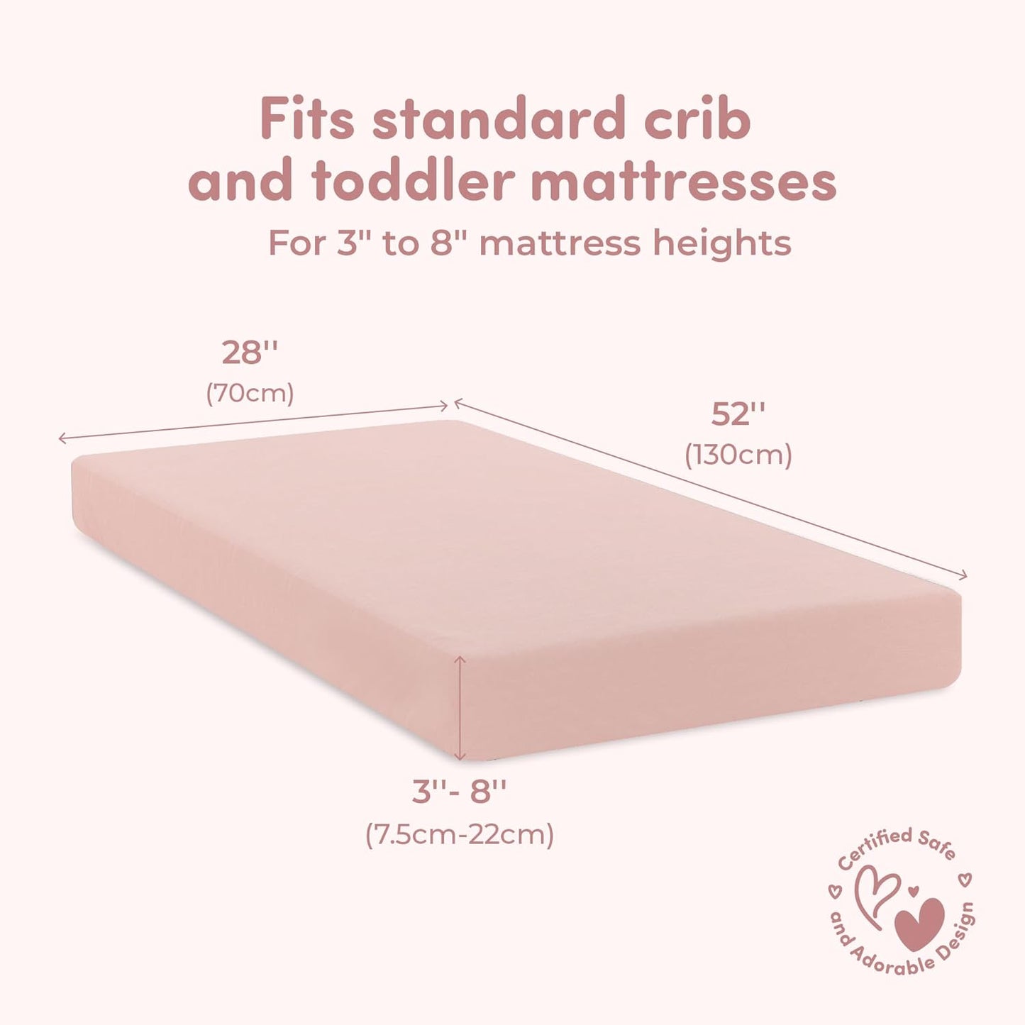 Sweety Fox 2-Pack Cotton Jersey Crib Sheets – Soft Fitted Sheets for Boys and Girls, Mini Crib Sheets, Toddler Bed Sheets (White/Pink)