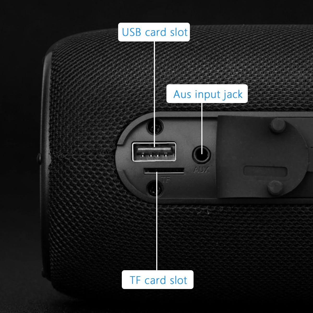 Wireless Portable Bluetooth Speaker: IPX6 Waterproof Outdoor Audio,fm Radio,USB/AUX/SD Card Play,LEDlights,TWS interconnected Stereo,Travel/Camping/Bike/Family/Party（Black）