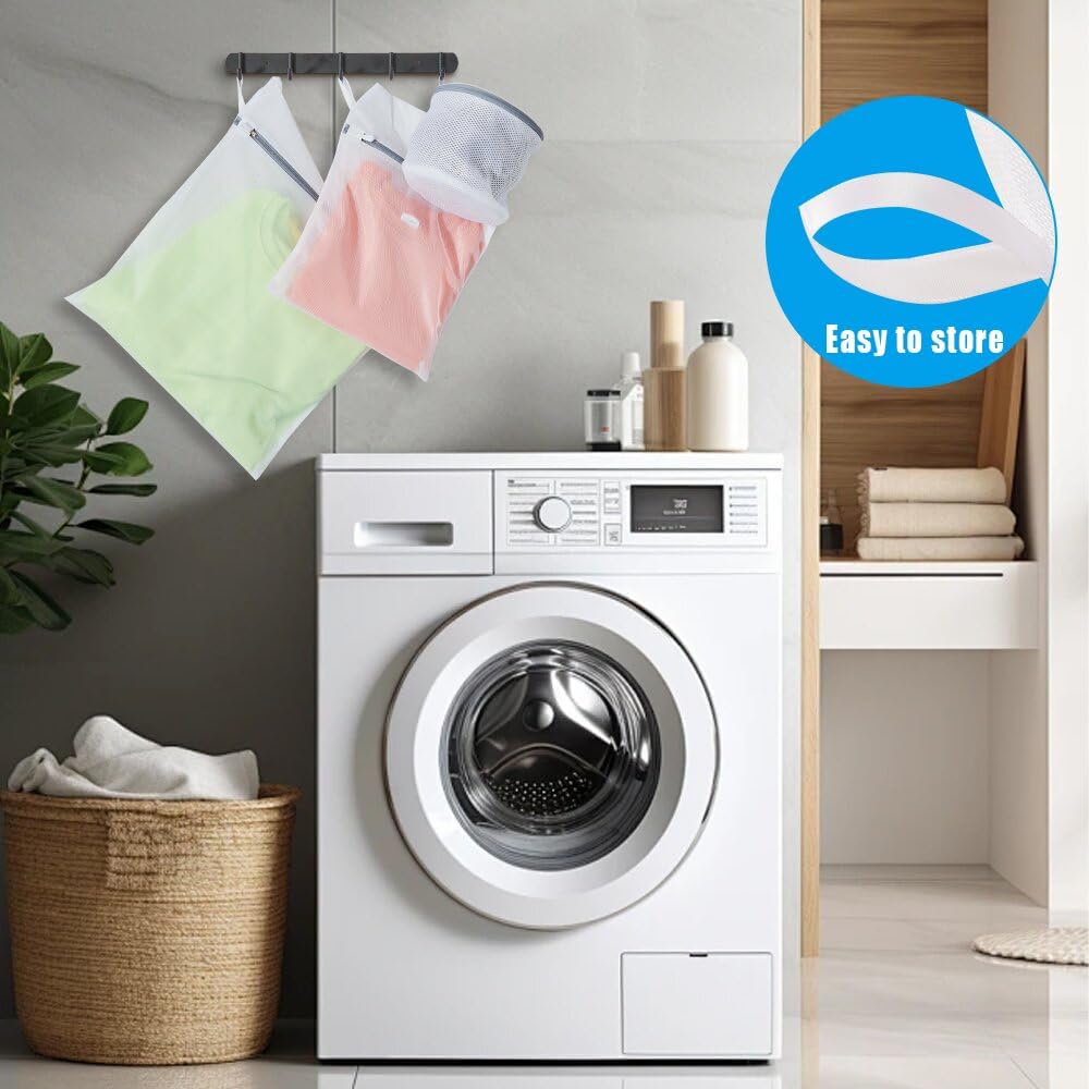 3Pcs Mesh Laundry Bags for Washing Delicates,with Upgrade the hanging ring,lingerie bags for washing delicates,Travel bag (1 Large 16x20,1 Medium 12x16,1 bra laundry bag)