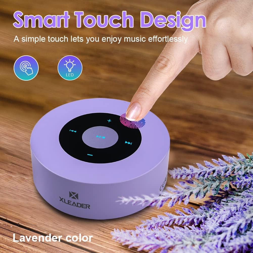 XLEADER Mini Bluetooth Speaker (Travel Case Provided) HD Sound&Rich Bass, Touch Design, 12-15H Playtime, Support Aux Input, Micro SD, Mic, Small, for iPhone Laptop Shower Office, Ideal Gifts, Purple
