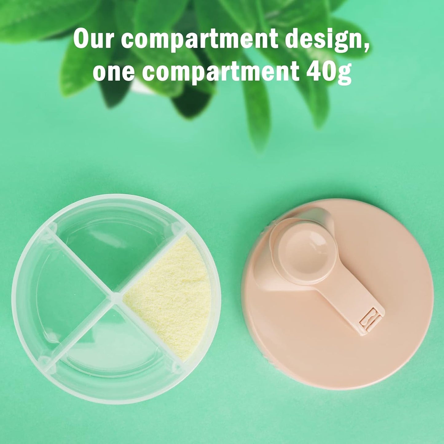 Accmor Baby Formula Dispenser On The Go, Non-Spill Rotating Four-Compartment Formula Container to Go, Milk Powder Kids Snack Container for Infant Toddler Travel Outdoor, Pink