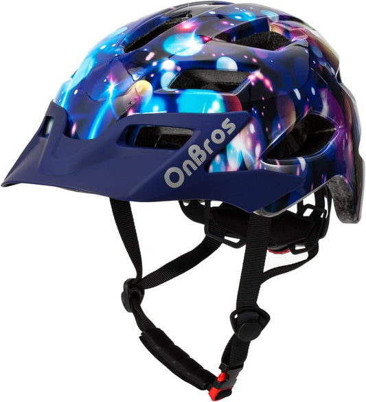 OnBros Kids Bike Helmet - Bike Helmets for 5-14 Boys or Girls with Visor, Children Bicycle Helmet for Skateboard Mountain Scooter Road Cycling, Lightweight and Adjustable 50-57CM
