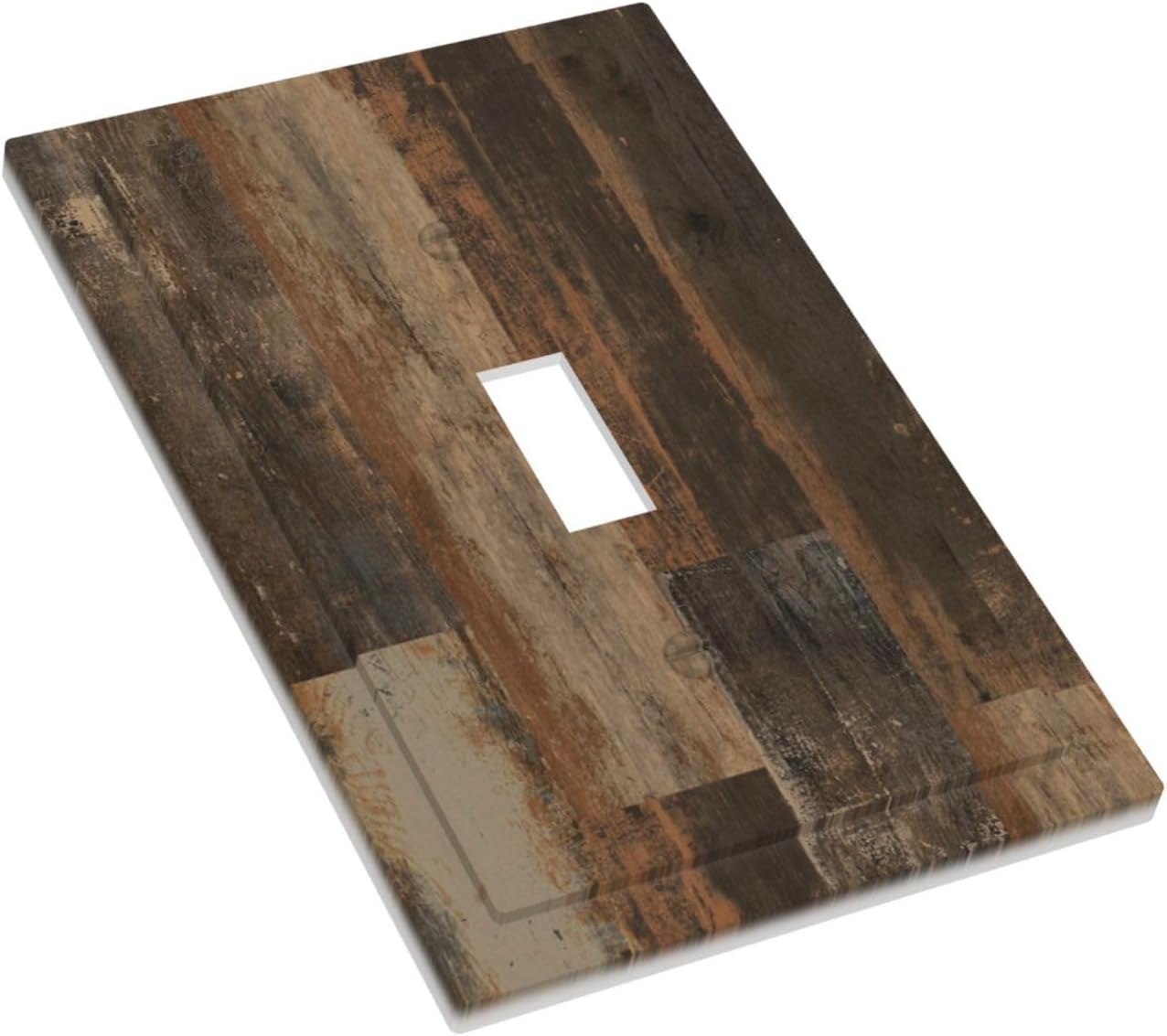 Rustic Brown Wood Grain Dark Oak Decorative Light Switch Cover 1 Gang Single Toggle Device Electrical Faceplate Switchplates Decorator Outlet Wall Plate for Farmhouse Home Decor