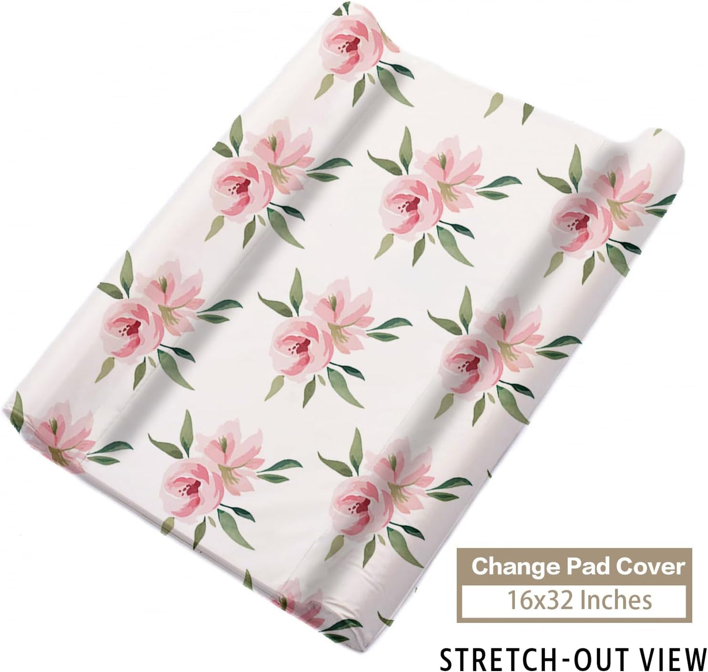 Custom Name Crib Bedding Set - Highland Cow Theme, Personalized Pink Flower Nursery Bedding 3-Piece Set– Soft Blanket, Fitted Sheet, Changing Pad Cover – for Newborns Girls Nursery Gifts