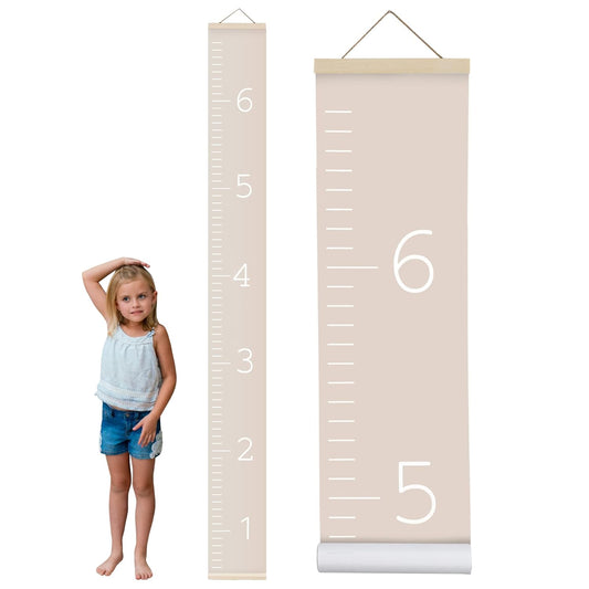 Morxy Canvas Growth Chart for Kids - Unisex Kids Room Wall Decor - Measuring Height Chart- Wall Tape with Height Chart for Kids (Canvas, Plain Beige)