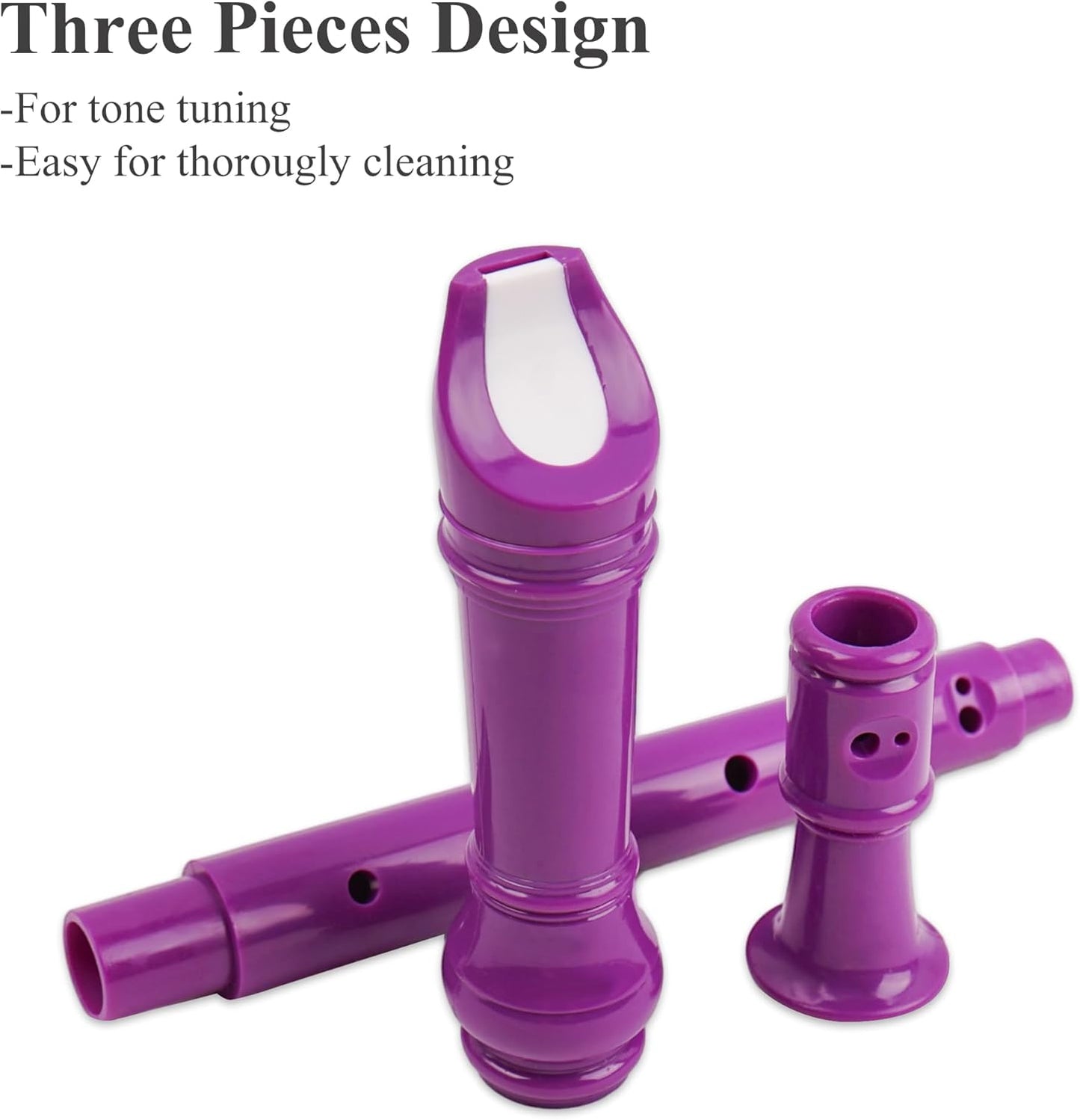 LIZIMANDU Recorder Instrument for Beginner Kids Adults,8-Hole Soprano Descant Recorder Music Flute with with Cleaning Rod & Leather Case For School Student Home Entertainment(2-Purple)