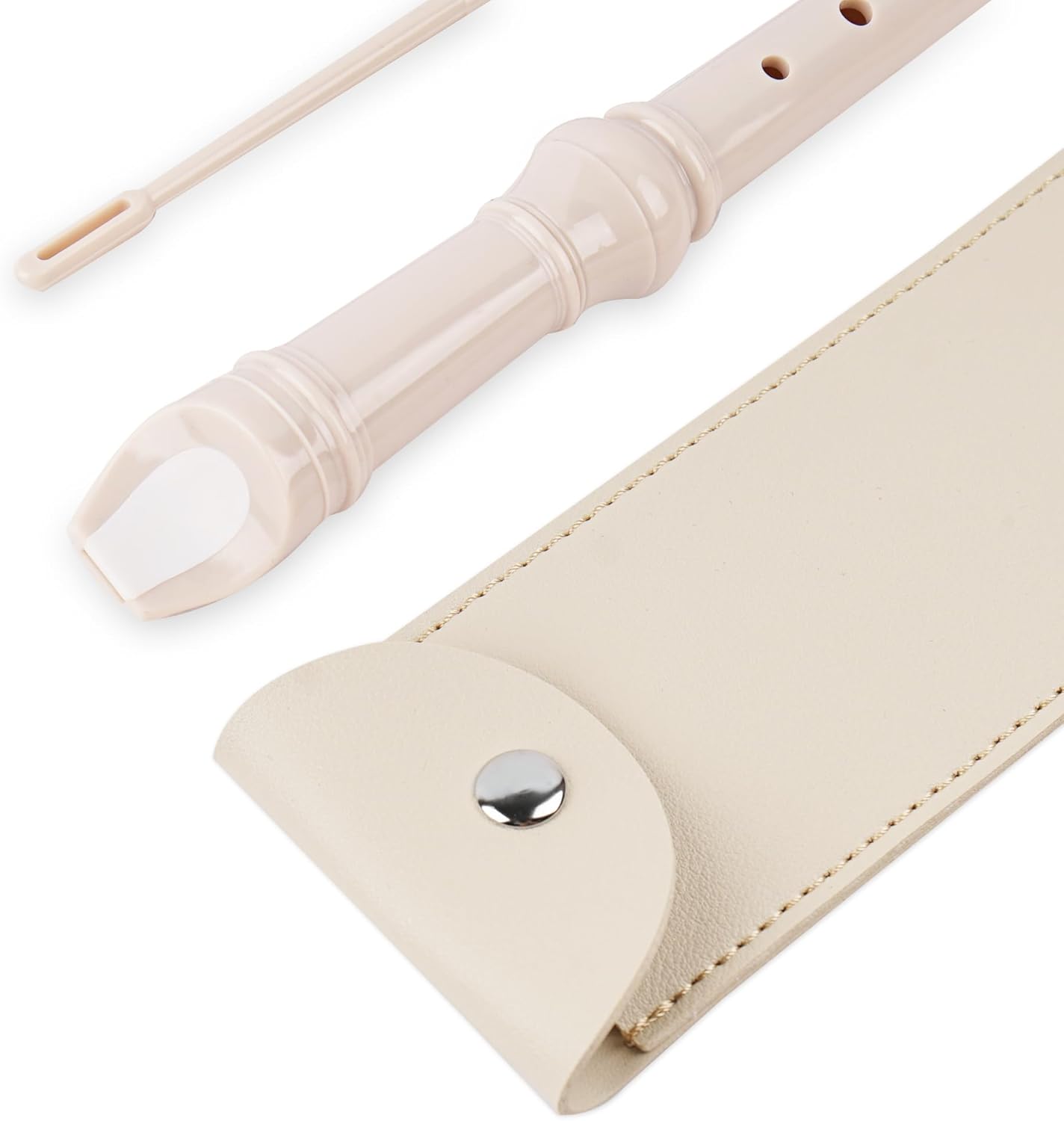 LIZIMANDU Recorder Instrument for Beginner Adults,8-Hole Soprano Descant Recorder Music Flute with with Cleaning Rod & Leather Case For Home Entertainment(2-Beige2)