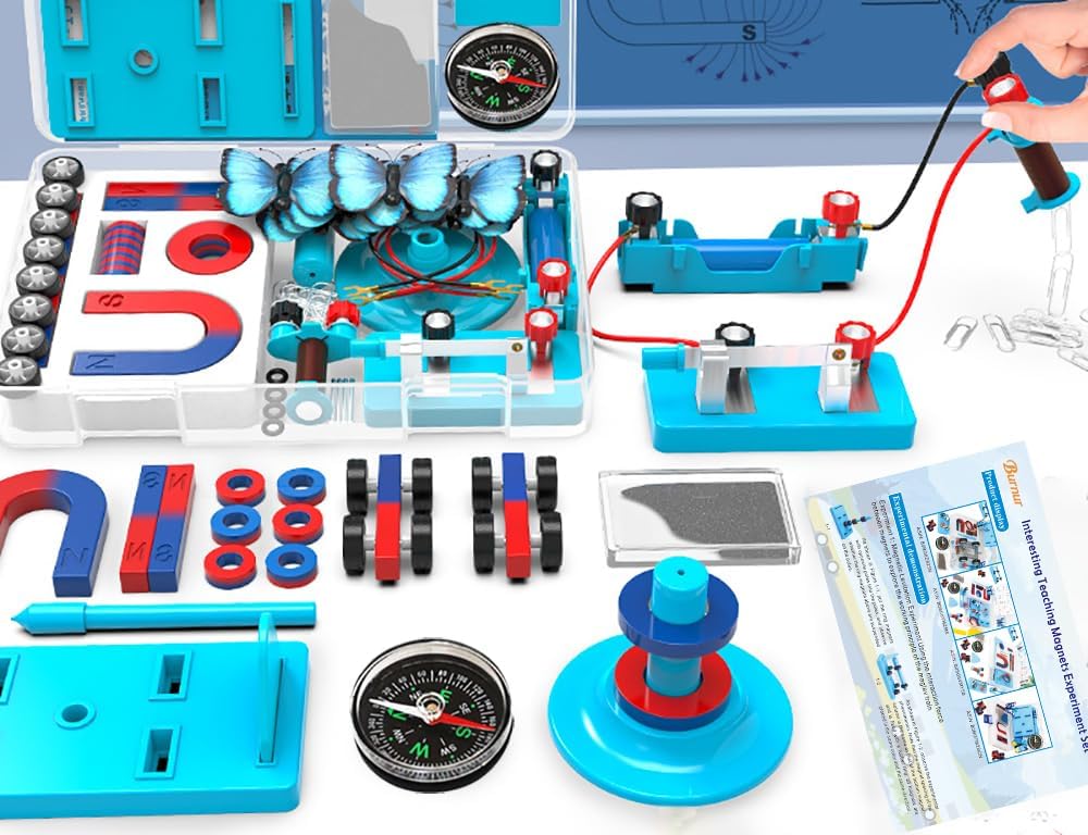 Science Magnets Experiment Set for Kids Electricity and Magnetism Kit for Students Stem Kit Physics Lab Basic Circuit Tools for Learning Starter