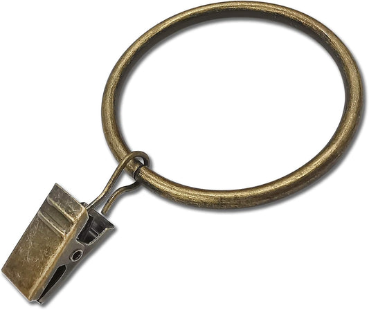 20 Pack Bronze Curtain Rings with Clips, Curtain Hooks Hangers Clip Rings for Hanging Drapes Bows Hat, Drapery Rings 1.77 in I D, Fits up to 1.5 in Diameter Curtain Rod.