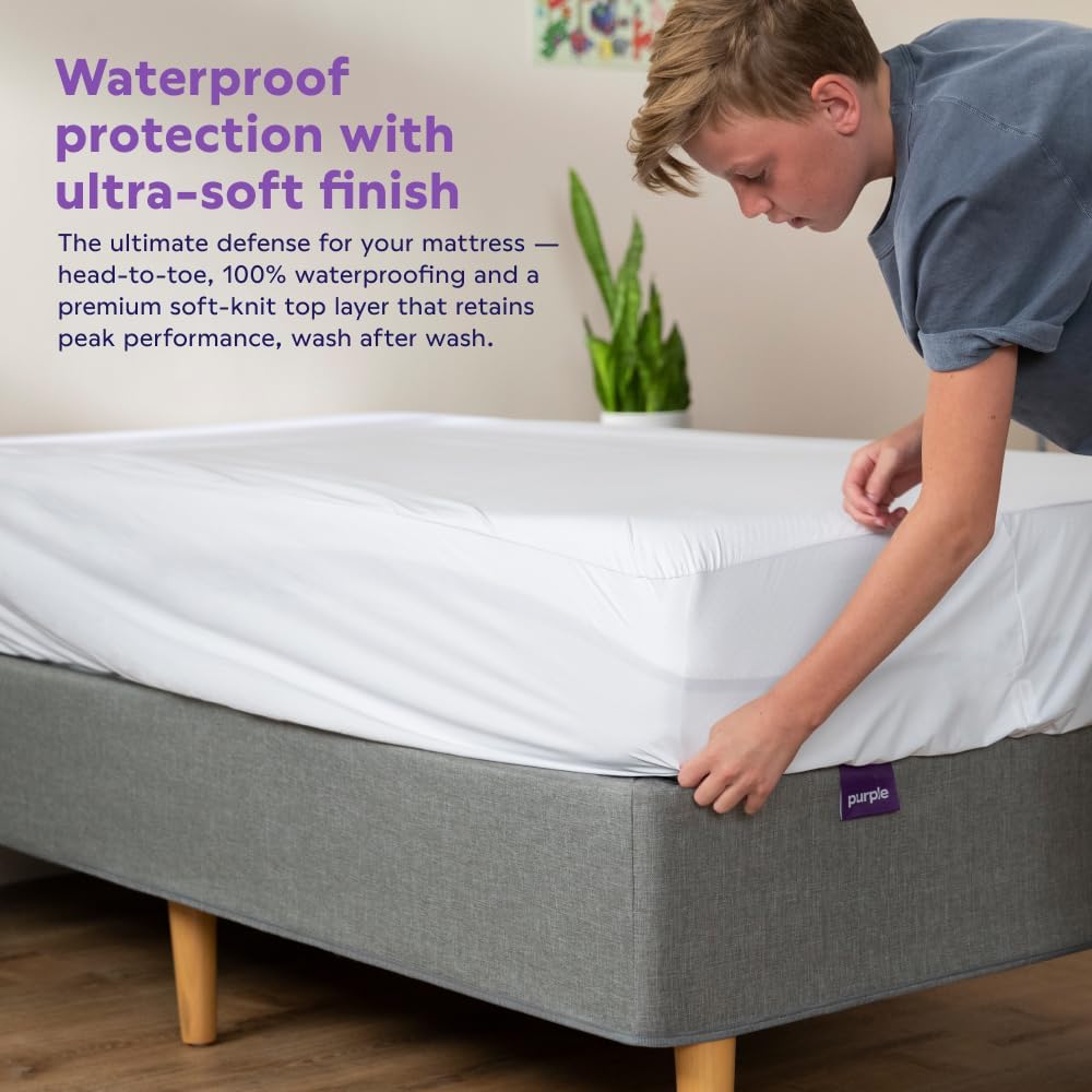 Purple Waterproof Mattress Protector – King, Gold-Standard Protection, Comfort-First Design, Fits Mattresses 8” to 15.5”