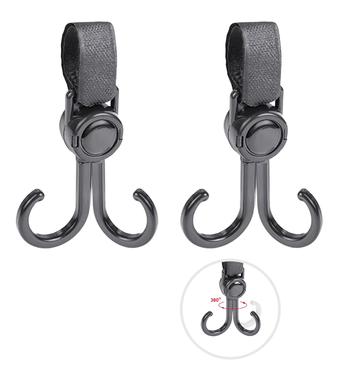 Double Stroller Hooks, 2 Pack Car Seat Hook, Adjustable Hook, Stroller Hanger Hook, Stroller Organizer Hook, Seat Headrest Hook, Universal Stroller Organizer
