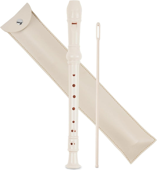 LIZIMANDU Recorder Instrument for Beginner Adults,8-Hole Soprano Descant Recorder Music Flute with with Cleaning Rod & Leather Case For Home Entertainment(2-Beige2)