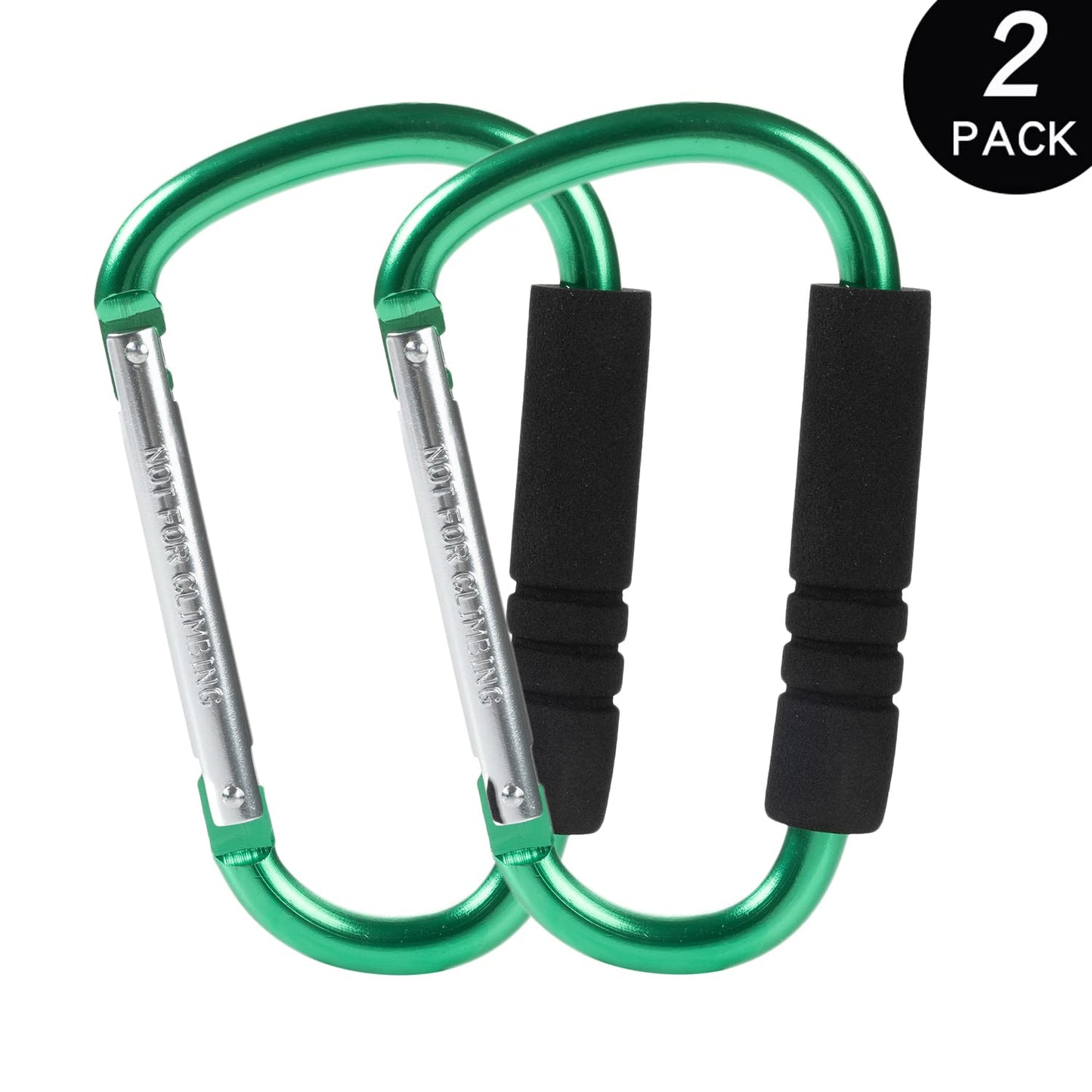 Stroller Hooks by Baby，2 Pack Convenient Organizer Hook Bag Clips to Diaper Bags Green