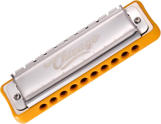 Harmonica JDR Blues key of Bb 10 Holes 20 Tones Harps Armonica for Adults Kids Professional Beginners Mini Mouth Organ with Case Chicago