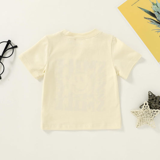 Happy Town Toddler Clothes Baby Boy Girl Smiley Face Shirt Short Sleeve T-Shirt Tee Summer Tops Outfits