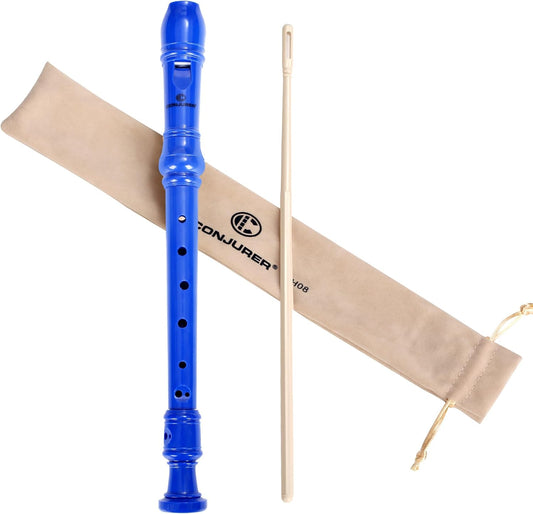 CONJURER Soprano Recorder Instrument for Kids Student - German Fingering 8 Hole Flute ABS Descant Recorders for Beginners with Cleaning Rod and Bag for Kids Over 3 Years Old