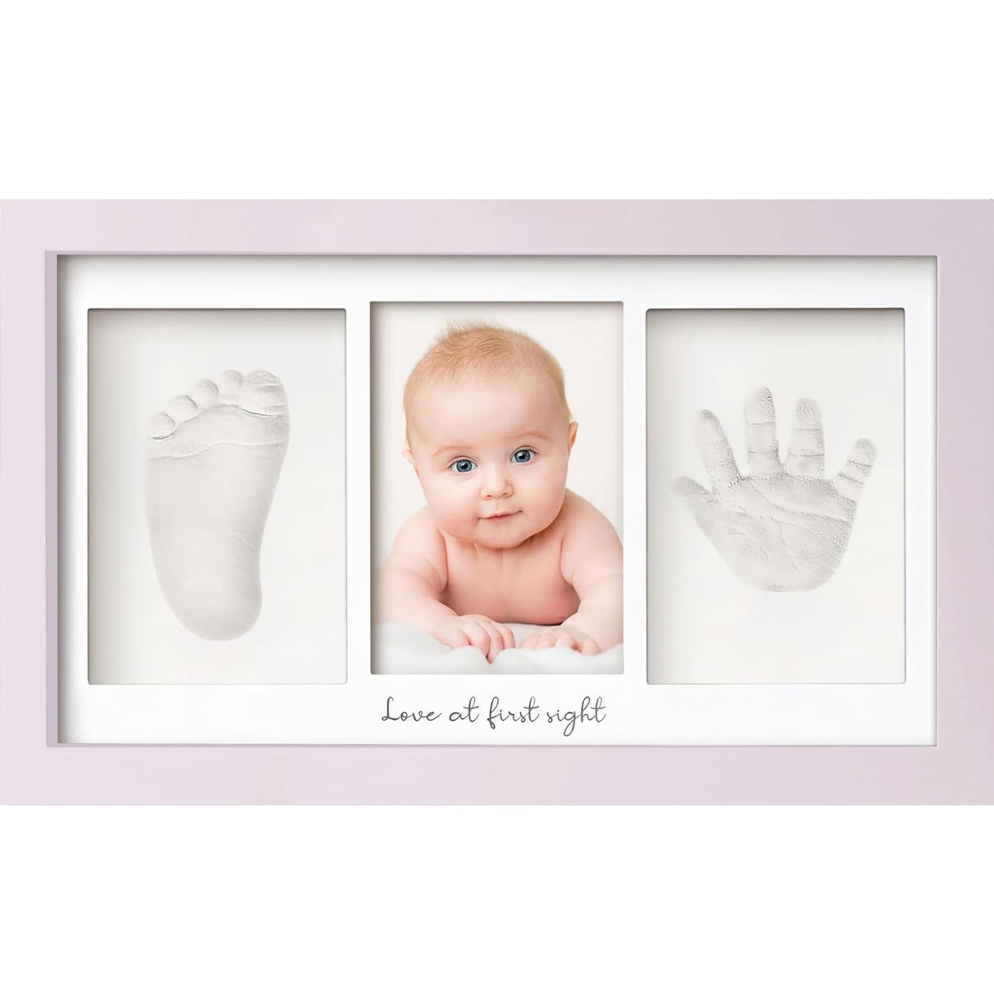 Baby Hand and Footprint Kit - Clay Handprint Keepsake Frame, Newborn Nursery Picture Frame, Personalized New Mom Gifts for Baby Shower & Registry (Soft Lilac)