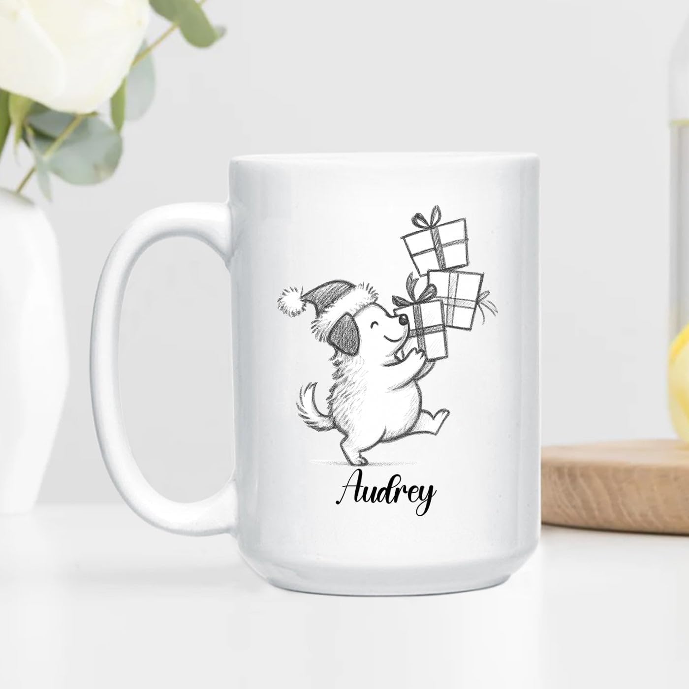 Customized Name Dog Accent Ceramic Mug Gift For Dog Lover Mom Dad, Personalized Dogs Animal White Coffee Mug 11 Oz 15 Oz, Awesome Puppy Travel Cup Gift For Birthday/Holiday/Anniversary, Dogs Cup