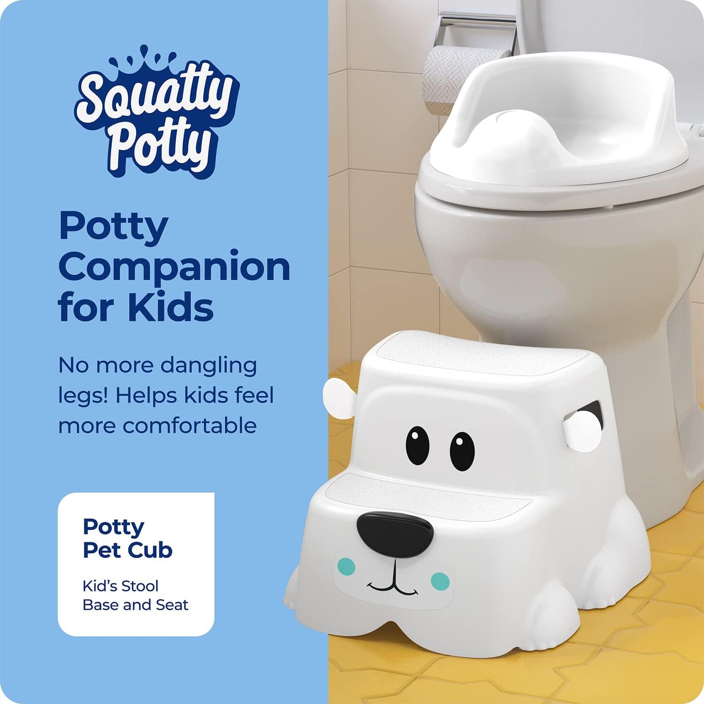 Squatty Potty Kids Toilet Step Stool Set, Potty Pet Bear Cub Base with Training Seat