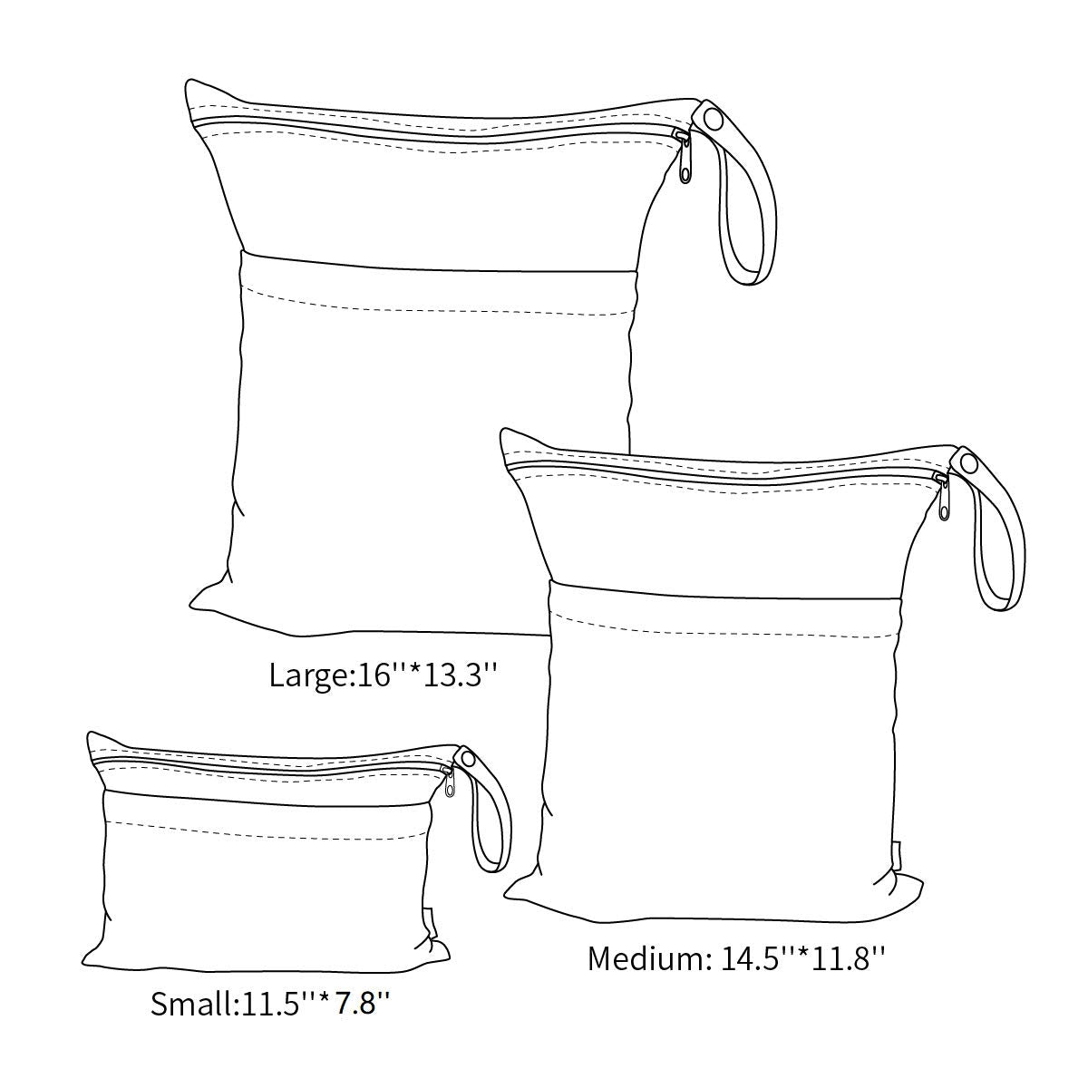 ALVABABY 3pcs Baby Cloth Diaper Wet Dry Bags Waterproof Reusable with Two Pockets Travel Beach Pool Daycare Soiled Baby Items Yoga Gym Bag for Swimsuits or Wet Clothes 3L-WB01