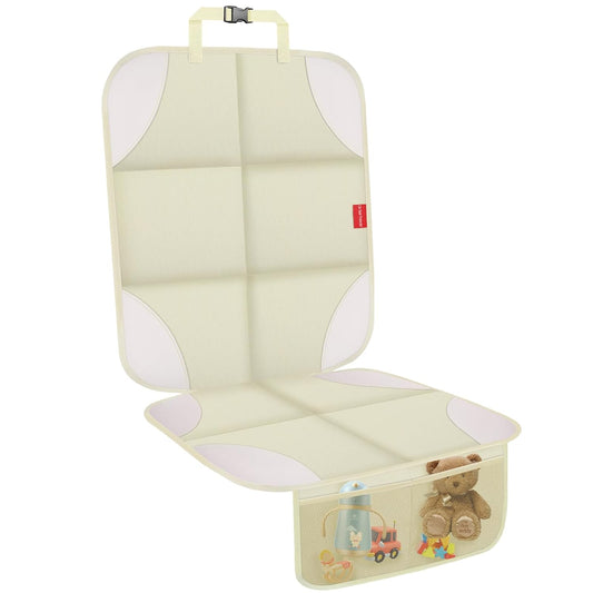 Car Seat Protector for Child Car Seat with Thick Padding, Non-Slip Backing, Mesh Storage Pockets, Waterproof Car Seat Covers Under Baby Seat for SUV, Sedan, Truck