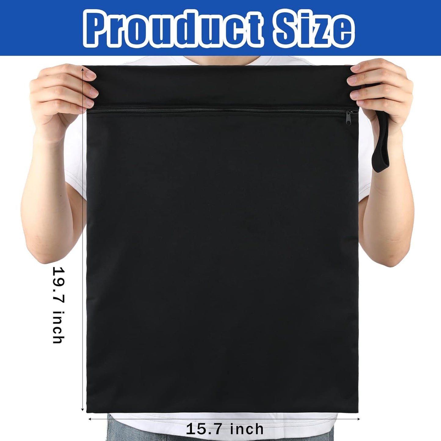 Shappy 2 Pcs Large Travel Laundry Bag Washable Waterproof Wet Dry Large Dirty Clothes Bag Bathing Workout(Solid Black Navy)