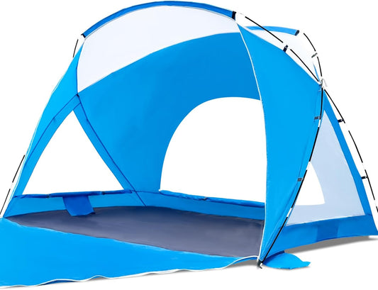 Beach Tent, Portable Sun Shelter for 2/3/4/6-8 Person with UPF 50+ UV Protection, Easy Setup Waterproof Beach Shade Canopy Cabana for Family Outdoor and Picnics, Fishing with Carrying Bag