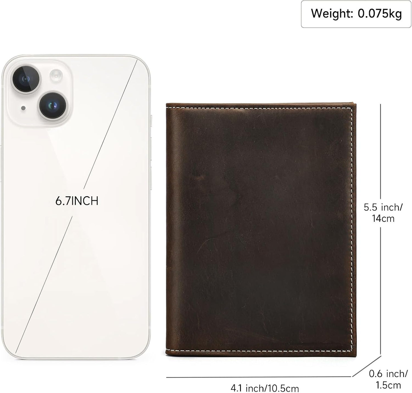 Genuine Leather Passport Holder Handmade Passport cover Lightweight Travel Bifold Passport Wallet dark brown