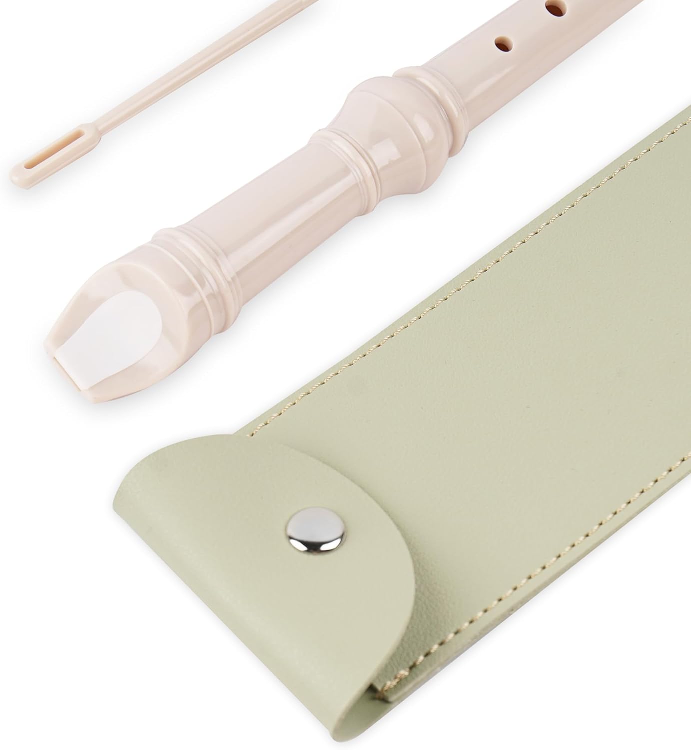LIZIMANDU Recorder Instrument for Beginner Adults,8-Hole Soprano Descant Recorder Music Flute with with Cleaning Rod & Leather Case For Home Entertainment(2-Light Green)
